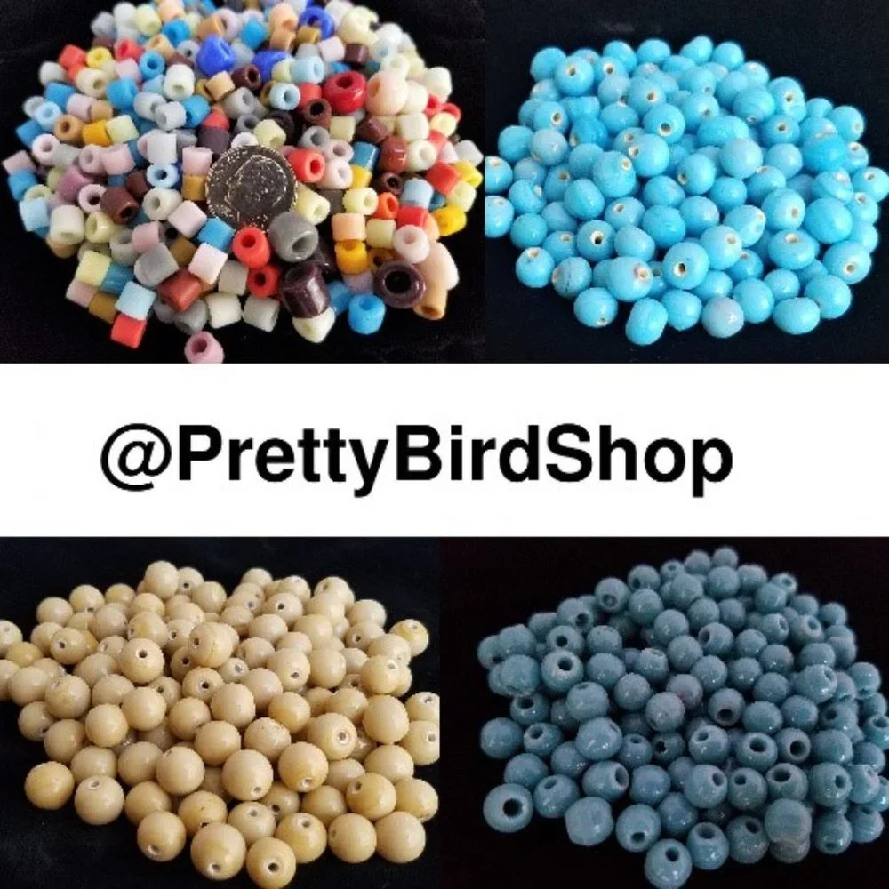 550+ BEADS Crow Pony multi colored blue creamy beige new vintage